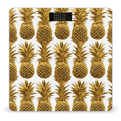 Gold Pineapple Background Scale for Body Weight Highly Accurate Digital Bathroom Scale Sturdy Tempered Glass Weighing Scales with LCD Display Fashion Body Fat Smart Scales 400lb