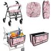 Cugasmaru Cherry Blossom Pink Floral Basket for Rollator Walker 3pc Set with Walker Basket for Women Washable Removable Walker Accessories view 1