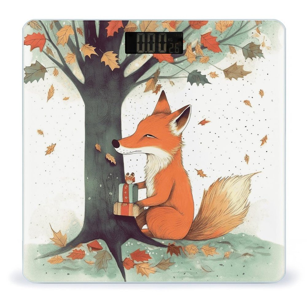 Fox Under The Tree Scale for Body Weight Highly Accurate Digital Bathroom Scale Sturdy Tempered Glass Weighing Scales with LCD Display Fashion Body Fat Smart Scales 400lb