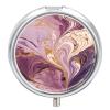 Purple and Gold Marble Pill Box 3 Compartments Portable Travel Pill Case Mini Medicine Organizer for Pocket Purse Metal Waterproof Medicine Container Holder Vitamin Fish Oil view 1