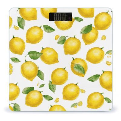 Yellow Lemon Scale for Body Weight Highly Accurate Digital Bathroom Scale Sturdy Tempered Glass Weighing Scales with LCD Display Fashion Body Fat Smart Scales 400lb