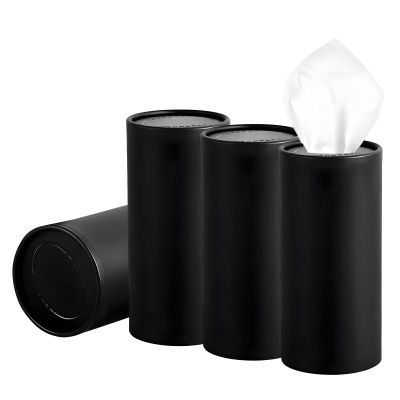 Rdxcv 4 PCS Car Tissue Holder, Portable Round Auto Cup Holder Napkin Container with Facial Tissues, Convenient Tissue Box Paper Towel Cylinder for Vehicles Office Home, Car Accessories (Black)