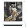 Wildlife Wolf Scale for Body Weight Highly Accurate Digital Bathroom Scale Sturdy Tempered Glass Weighing Scales with LCD Display Fashion Body Fat Smart Scales 400lb view 2
