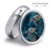 Turtle Swimming in The Sea Round Pill Box 3 Compartment Small Pill Box Round Portable Pill Case to Hold Vitamins Medication Fish Oil and Supplements Travel Purse Pocket Gift view 2