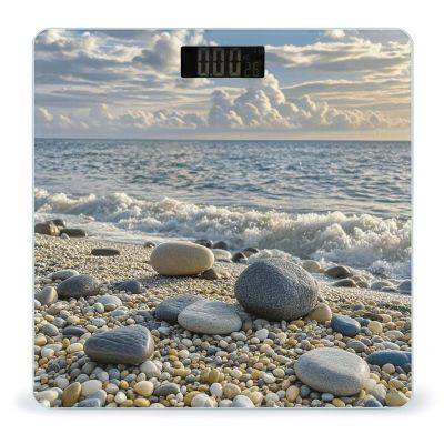 Stones on Beach Scale for Body Weight Highly Accurate Digital Bathroom Scale Sturdy Tempered Glass Weighing Scales with LCD Display Fashion Body Fat Smart Scales 400lb