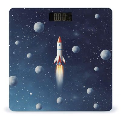 Rocket in Space Scale for Body Weight Highly Accurate Digital Bathroom Scale Sturdy Tempered Glass Weighing Scales with LCD Display Fashion Body Fat Smart Scales 400lb