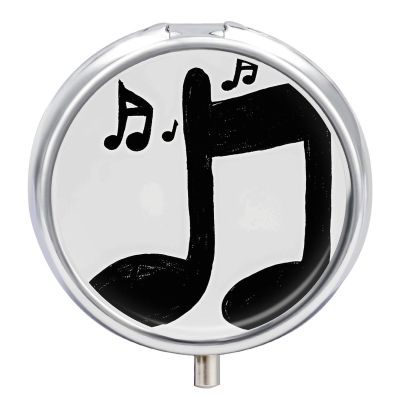 Music Note Pill Box 3 Compartments Portable Travel Pill Case Mini Medicine Organizer for Pocket Purse Metal Waterproof Medicine Container Holder Vitamin Fish Oil