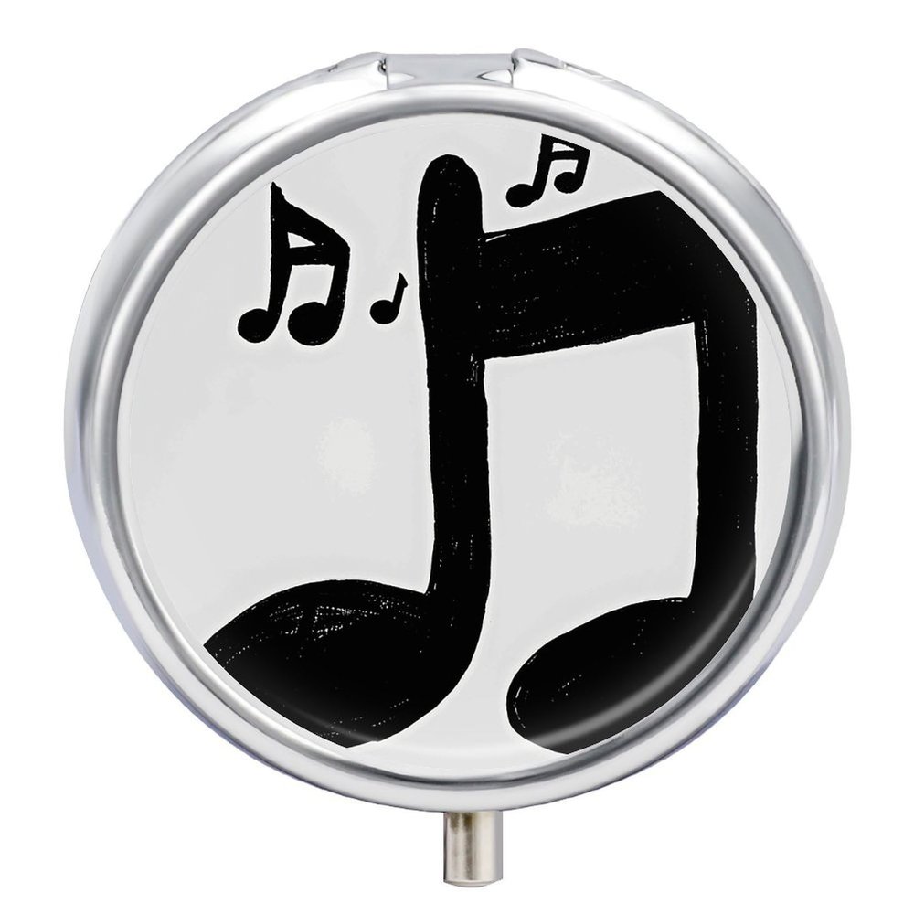 Music Note Pill Box 3 Compartments Portable Travel Pill Case Mini Medicine Organizer for Pocket Purse Metal Waterproof Medicine Container Holder Vitamin Fish Oil