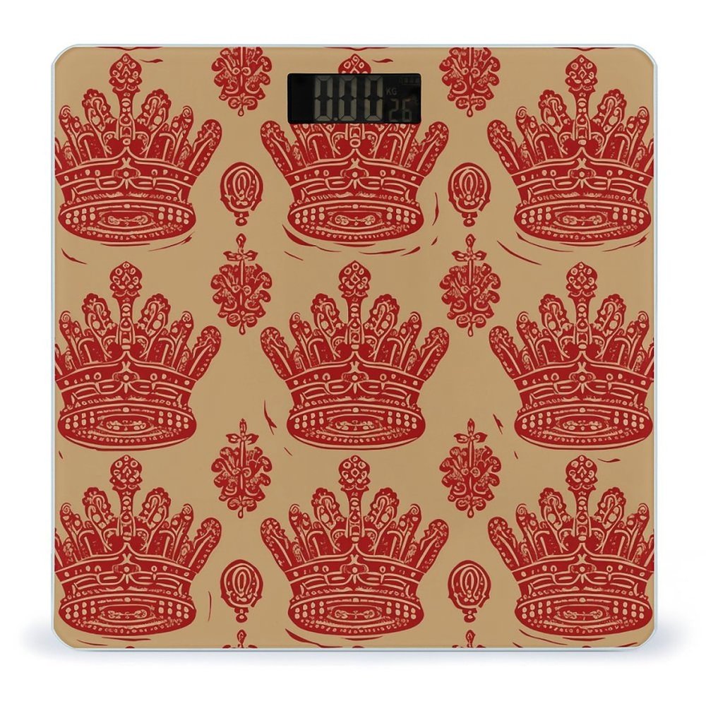 Red Crown Scale for Body Weight Highly Accurate Digital Bathroom Scale Sturdy Tempered Glass Weighing Scales with LCD Display Fashion Body Fat Smart Scales 400lb