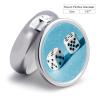 Two White Dice Pill Box 3 Compartments Portable Travel Pill Case Mini Medicine Organizer for Pocket Purse Metal Waterproof Medicine Container Holder Vitamin Fish Oil view 2