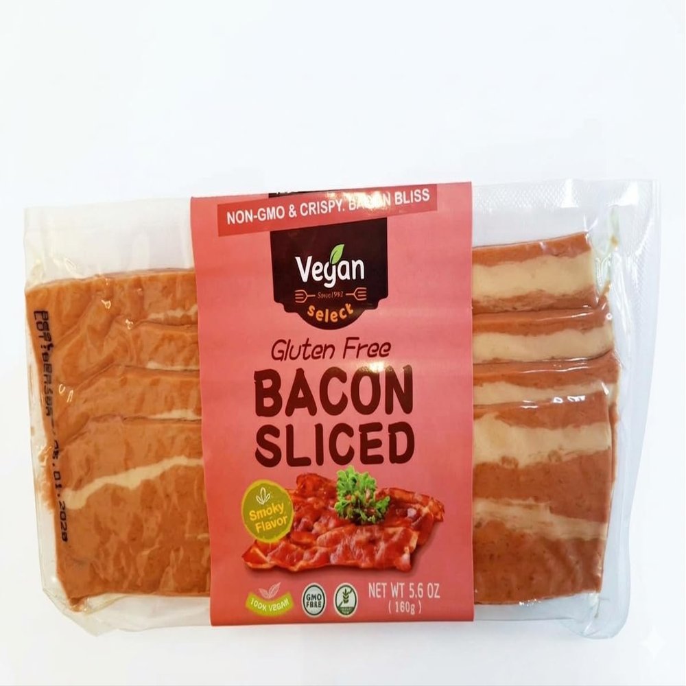 Vegan Select Plant-Based Bacon Strips, Rich Smoky Flavor, Non-GMO Soy Protein, Gluten-Free & Vegan, Shelf Stable, Crispy Pan-Fry Slices, 5.6 oz