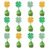12pcs St Patricks Cupcake Toppers, Green and Gold Glitter Four Leaf Clover Shamrock Cupcake Picks Cake Decorations for Birthday Party Wedding Baby Shower & Lucky Theme Party Supplies view 1
