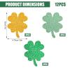 12pcs St Patricks Cupcake Toppers, Green and Gold Glitter Four Leaf Clover Shamrock Cupcake Picks Cake Decorations for Birthday Party Wedding Baby Shower & Lucky Theme Party Supplies view 2