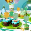 12pcs St Patricks Cupcake Toppers, Green and Gold Glitter Four Leaf Clover Shamrock Cupcake Picks Cake Decorations for Birthday Party Wedding Baby Shower & Lucky Theme Party Supplies view 3