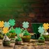 12pcs St Patricks Cupcake Toppers, Green and Gold Glitter Four Leaf Clover Shamrock Cupcake Picks Cake Decorations for Birthday Party Wedding Baby Shower & Lucky Theme Party Supplies view 4