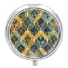 Yellow and Brown Pill Box 3 Compartments Portable Travel Pill Case Mini Medicine Organizer for Pocket Purse Metal Waterproof Medicine Container Holder Vitamin Fish Oil view 1