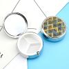 Yellow and Brown Pill Box 3 Compartments Portable Travel Pill Case Mini Medicine Organizer for Pocket Purse Metal Waterproof Medicine Container Holder Vitamin Fish Oil view 3