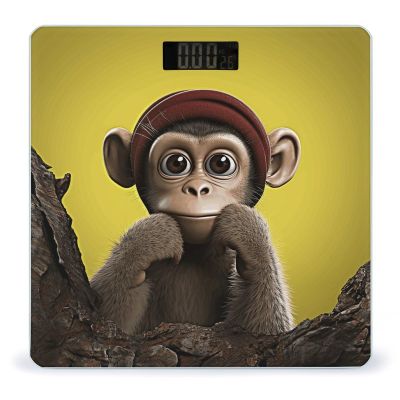 Curious Monkey Scale for Body Weight Highly Accurate Digital Bathroom Scale Sturdy Tempered Glass Weighing Scales with LCD Display Fashion Body Fat Smart Scales 400lb