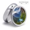 Norwegian Fjords Round Pill Box 3 Compartment Small Pill Box Round Portable Pill Case to Hold Vitamins Medication Fish Oil and Supplements Travel Purse Pocket Gift view 2