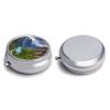 Norwegian Fjords Round Pill Box 3 Compartment Small Pill Box Round Portable Pill Case to Hold Vitamins Medication Fish Oil and Supplements Travel Purse Pocket Gift view 3
