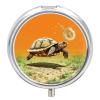 Tortoise Turtle Jumping Round Pill Box 3 Compartment Small Pill Box Round Portable Pill Case to Hold Vitamins Medication Fish Oil and Supplements Travel Purse Pocket Gift view 1