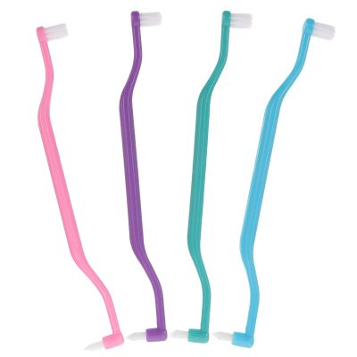 Abaodam Double-Headed Interdental Toothbrush Set 4pcs Manual Wear-Resistant Tapered Bristles for Home and Travel Oral Care Cleaning