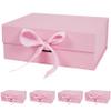 Aimyoo 5 Pack Pink Gift Box with Ribbon, 8.6x6.7x3.4 inch Groomsman Proposal Box for Presents with Magnetic Closure Lids, Rectangle Collapsible Luxury Box for Wedding, Christmas, Halloween, Birthday view 1