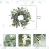 2 Pack Artificial Eucalyptus Leaves Candle Rings with White Berry and Norfolk Pine, 11.8 Inch Spring Greenery Kitchen Cabinet Wreaths for Wedding Home Door Tabletop Centerpiece Decoration (Green) view 2