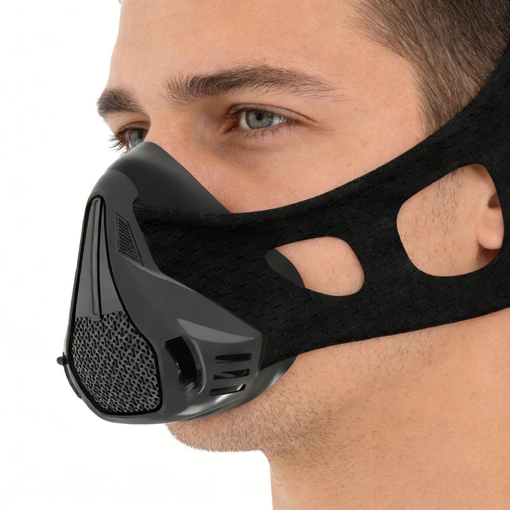 Altitude Training Mask,Stamina Breathing Trainer 25 Levels of Respiratory Resistance Perfect for Fitness Running Improving Cardio Endurance Workout Breathing Mask for Men Women (Black, L)