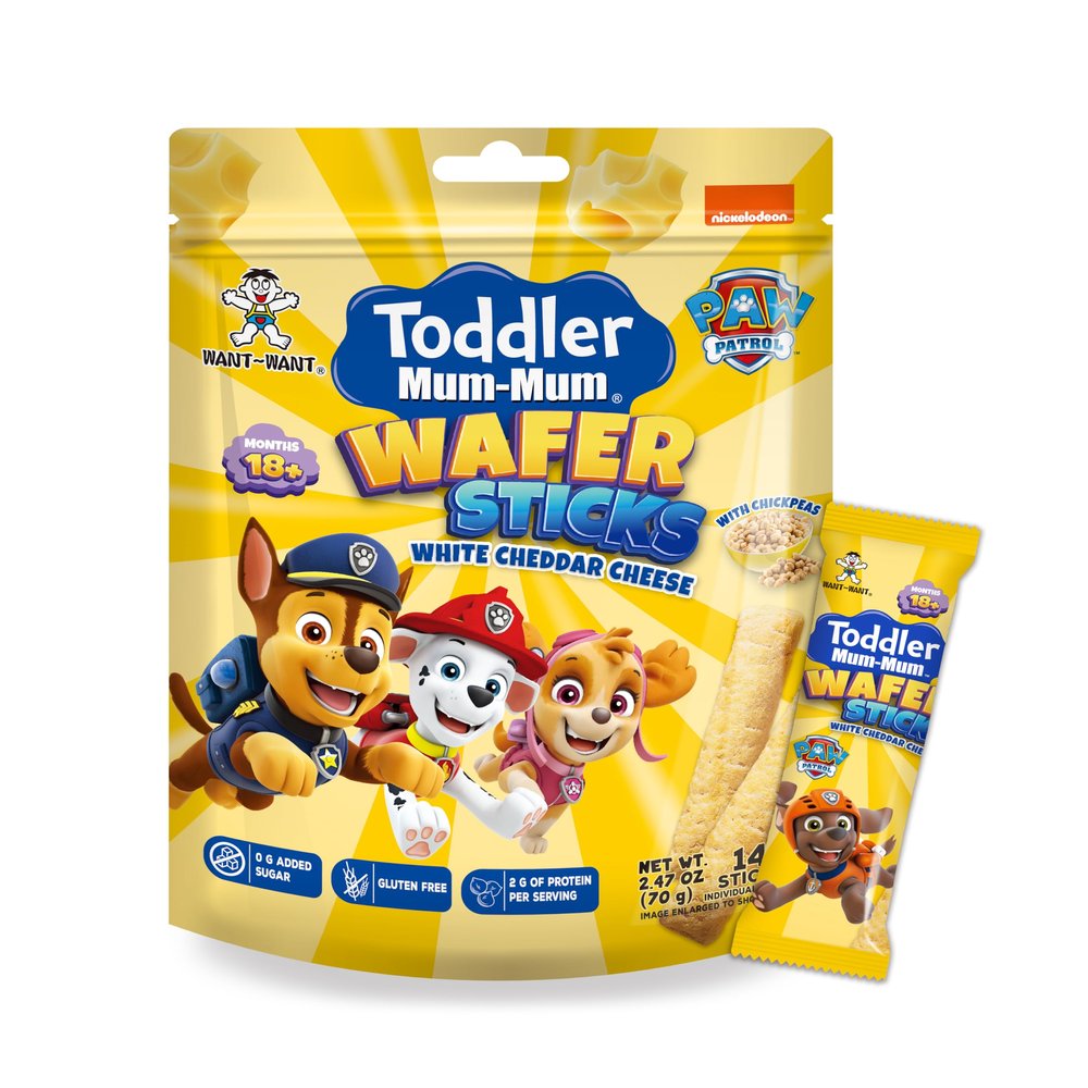 WANTWANT Toddler Mum-Mum Wafer Sticks, Gluten Free, 2.47 oz, 14 Sticks (Pack of 6),Snack Crackers (White Cheddar Cheese)