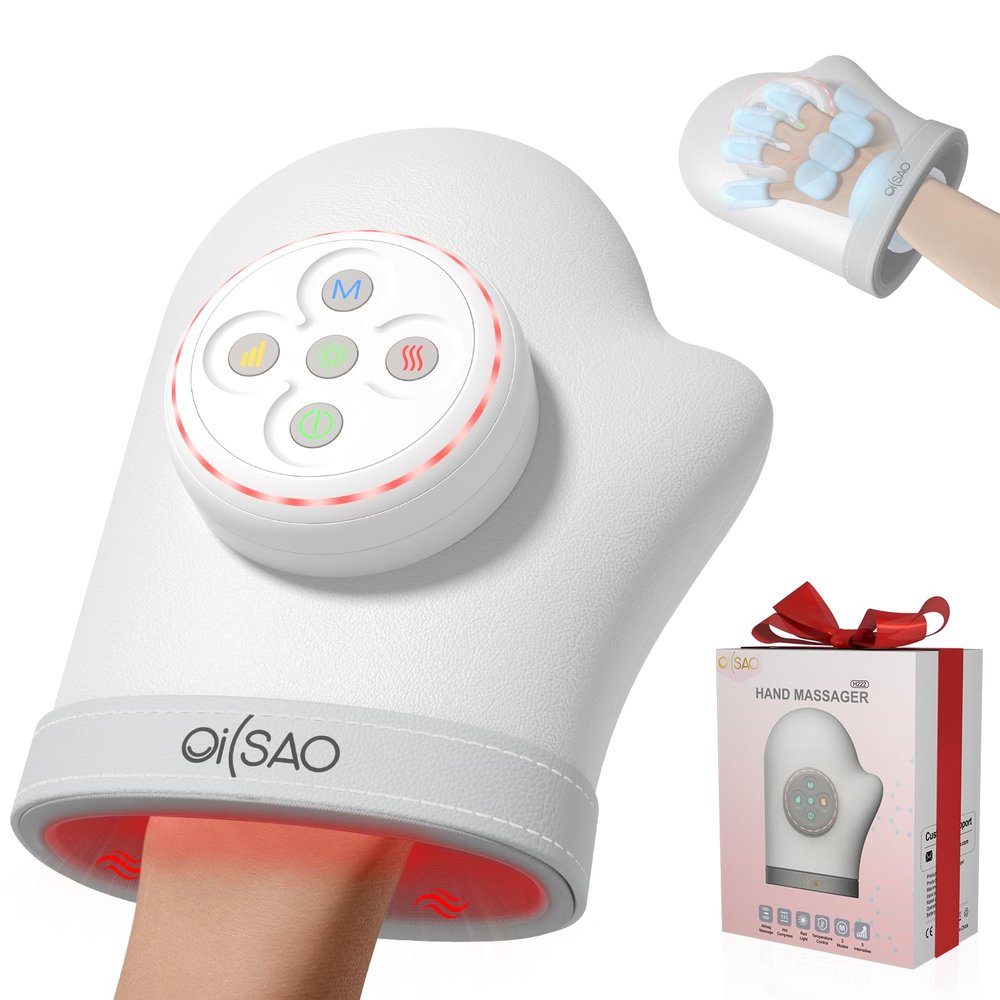 Hand Massager for Arthritis and Carpal Tunnel Relief, Cordless Hand Massager with Heat and Compression, 3 Heat Therapy, 5 Intensity 3 Modes for Typing Fatigue, Wrist, Finger Pain, Gifts for Women,Men