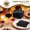 1000 Pack Black Cocktail Napkins, 2-Ply 5 x 5 Inch Disposable Beverage & Dinner Paper Napkins Bulk view 2