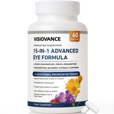 15 in 1 Advanced Eye Formula, Neurobella Eye Vitamin and Mineral Supplement for Adults & Seniors, with Lutein, Astaxanthin, Vitamin C/E, Bilberry, Promotes Eye Health, Reduces Dryness, 60 Capsules