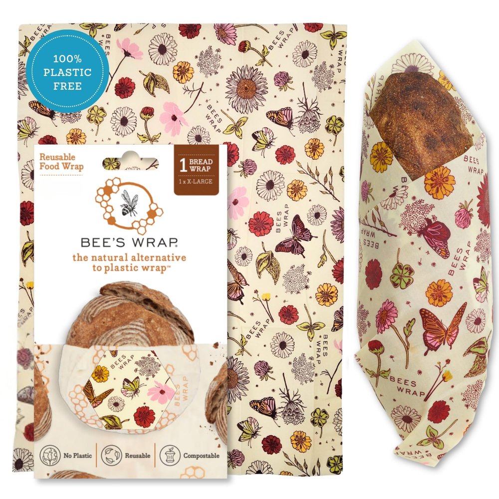 Bee's Wrap Beeswax Wraps for Bread - Beeswax Bread Wrap for Sourdough & Bread Storage - Plastic Free Made in USA Reusable Natural Food Wrap - Meadow Magic