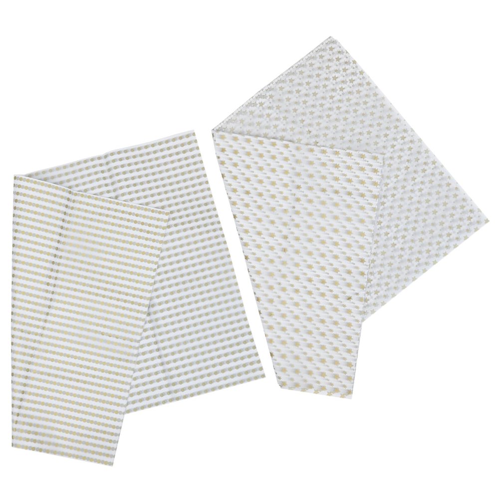 HIAKDOFT Golden Series Wrap Paper 40 Sheets Bouquet Wrapping Papers Gold Polka Dot and Star Patterns for Flower Decorations and Floral Wrapping Supplies