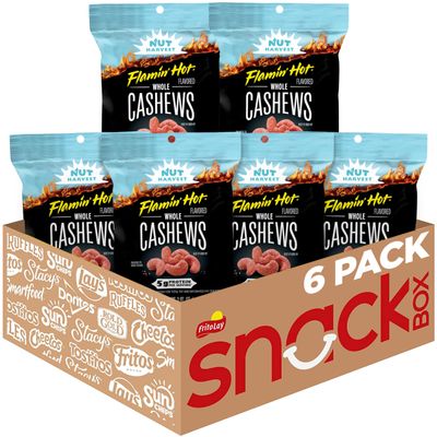 Nut Harvest Flavored Cashews, Flamin' Hot, 3 oz Bags, (6 Pack), 5g Protein Per Serving
