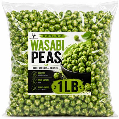 Green Wasabi Peas Bag | 1 LB Value Bag | Extra Crunchy Spicy Roasted Green Peas Snack, Japanese Wasabi Flavor, High Protein Vegan Snack, Gluten Free, Party Mix, Office, Bar & Trail Snack