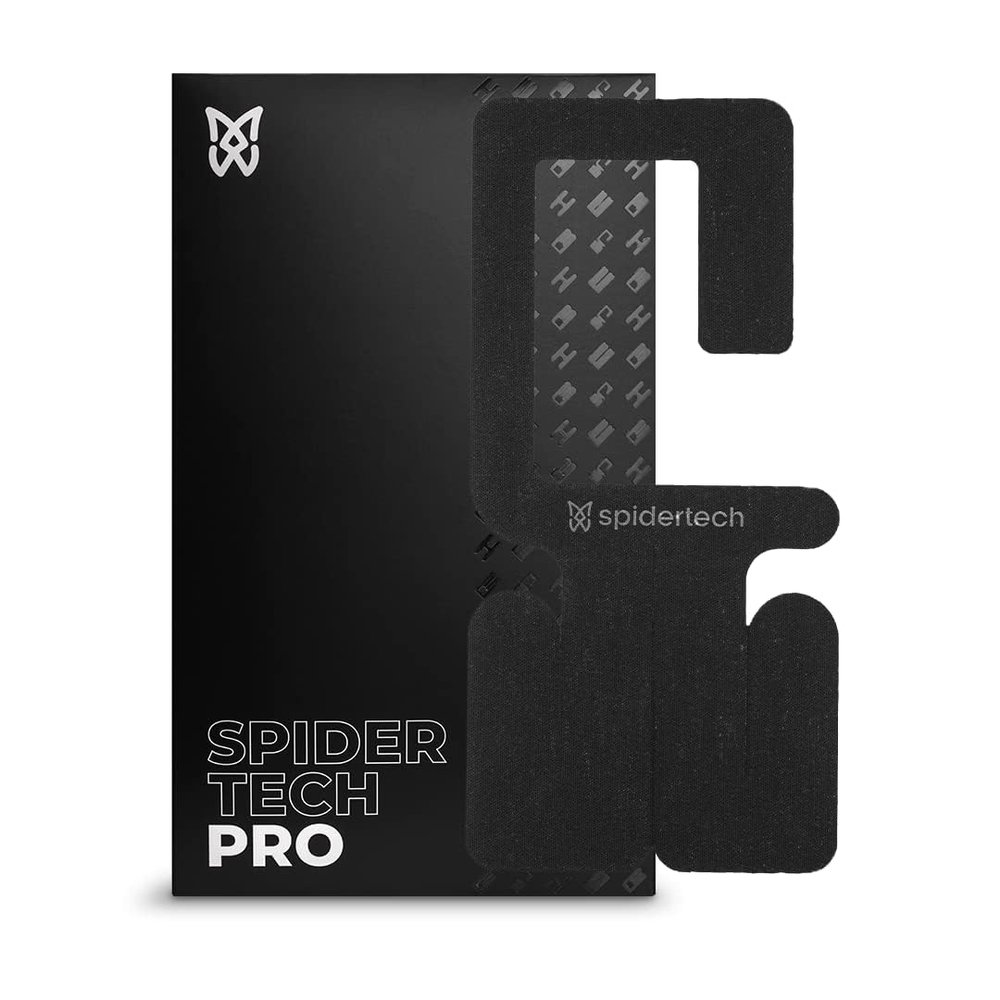 Spidertech Professional Pre-Cut Cotton Kinesiology Tape for Left Shoulder Support - for Athletes, Sports Physiotherapists, and Chiropractors, Pain Relief (Black, 10 Pack)