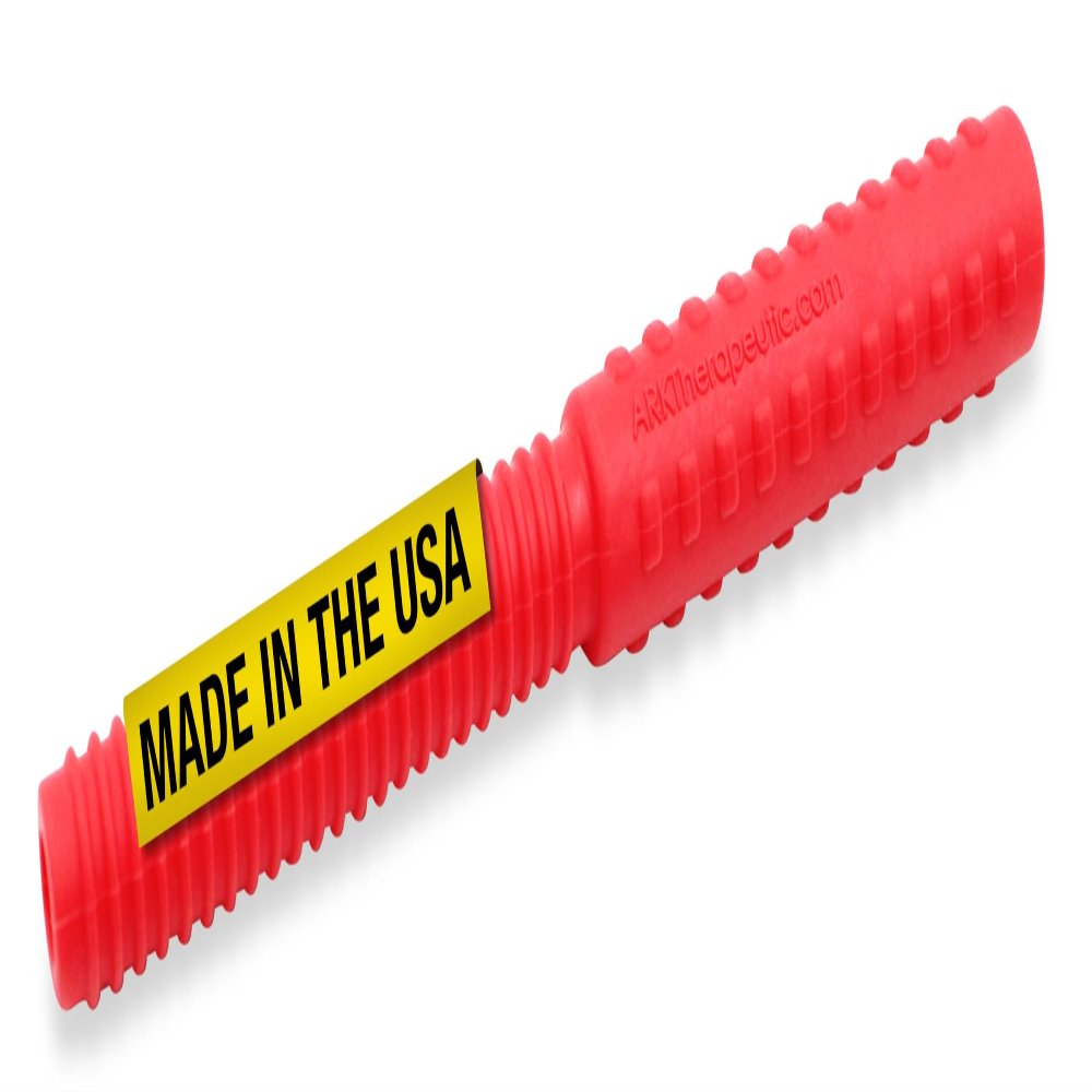 ARK Bite Tube Hollow Chew Tool, Sensory Toys for Kids and Adults, Chewy Fidget for Autism, ADHD, SPD, Anxiety, Medical-Grade Chew Tools, Standard, Softest, Red, Textured