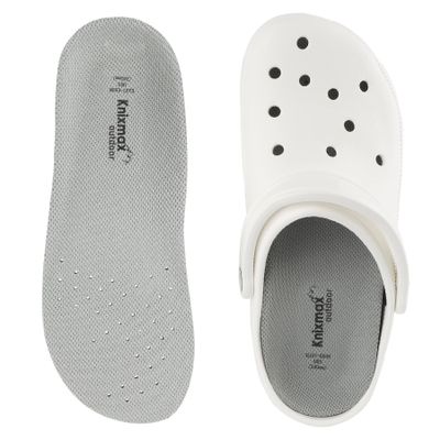 Knixmax Insoles for Crocs 1 Pair, Comfort Replacement Clogs Inserts for Men Women, Thin Arch Support Shoe Liners, Breathable Wide Innersoles for Garden Clogs Mules Sneakers, Grey EU 34-35