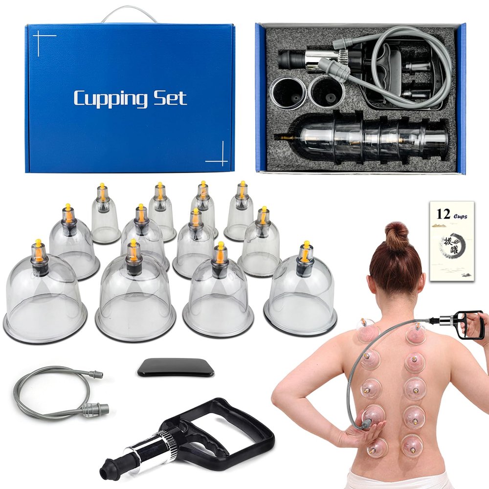 DEFUNX Cupping Set, 12 Cups Cupping Kit for Massage Therapy, Cupping Therapy Set with Pump for Back Massage, Pain Relief, Physical Therapy