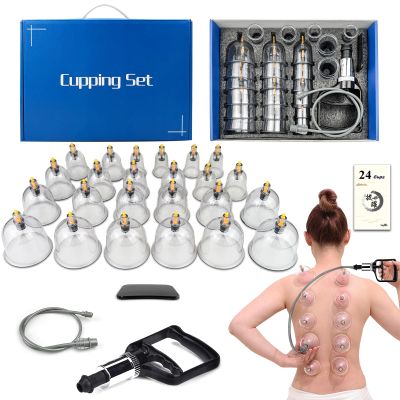 DEFUNX Cupping Set, 24 Cups Cupping Kit for Massage Therapy, Cupping Therapy Set with Pump for Back Massage, Pain Relief, Physical Therapy