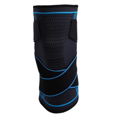 TEHAUX Breathable Compression Knee Pad with Double Strap Support, Pressurized Knee Sleeve for Sports and Fitness, Sky Blue M, Single Leg Protector for Gym and Basketball