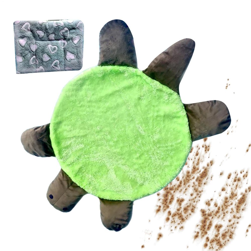 11.8'' Floor Turtle Foot Mop, Cute Double-Sided Turtle-Shaped Floor Cleaning Pad with Rag, Hands-Free Mop for Dust and Hair, Washable Reusable Foot Mops for Home Kitchen Bathroom and Office Floors
