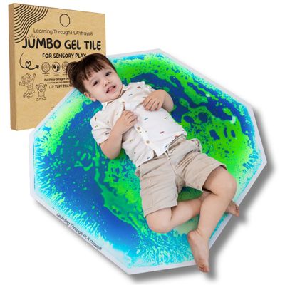 Learning Through PLAYtrays Jumbo Sensory Floor Tile, 32" [Blue & Green]