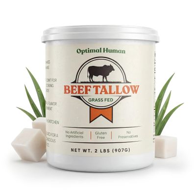 100% Organic Grass-Fed Beef Tallow For Cooking Traditional High-Heat Cooking Fat for Searing, Frying, Roasting & Sauting No Seed Oils & No Additives - Farm Raised Beef Tallow