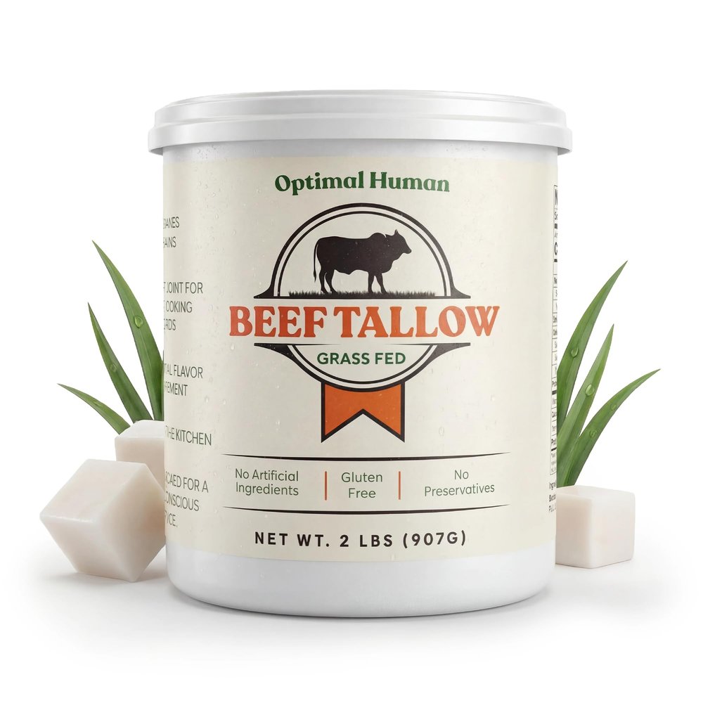 100% Organic Grass-Fed Beef Tallow For Cooking Traditional High-Heat Cooking Fat for Searing, Frying, Roasting & Sauting No Seed Oils & No Additives - Farm Raised Beef Tallow