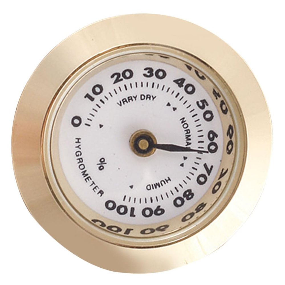 Abaodam Mechanical Cigar Hygrometer Round Analog Humidor Gauge Mini Humidor Box Accessory High-Precision Metal Gold for Cigar Storage