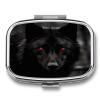 Black Red Eyed Wolf Pill Box 2-Compartment Portable Travel Square Pill Case Daily Pill Holder with Store Vitamins Pocket Medicine Organizer for Office Home Fish Oil view 1