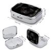 Black Red Eyed Wolf Pill Box 2-Compartment Portable Travel Square Pill Case Daily Pill Holder with Store Vitamins Pocket Medicine Organizer for Office Home Fish Oil view 2